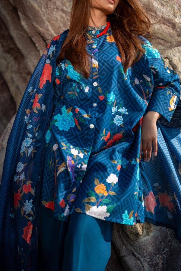 (product) Sana Safinaz Digital Printed Lawn H241-013b-2bk 3 Piece Suit Cultural Outfit 2024