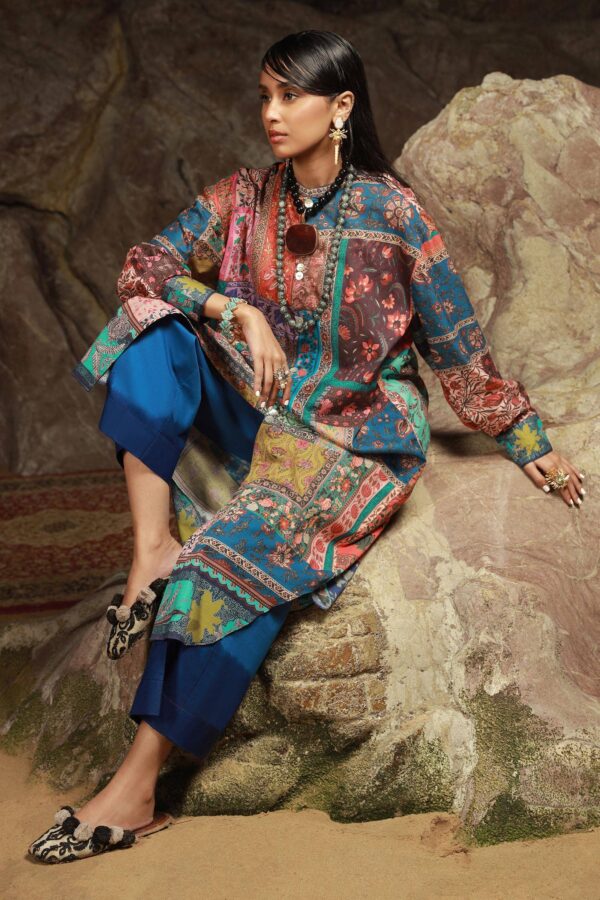 (product) Sana Safinaz Digital Printed Lawn H241-014b-2c 3 Piece Suit Cultural Outfit 2024