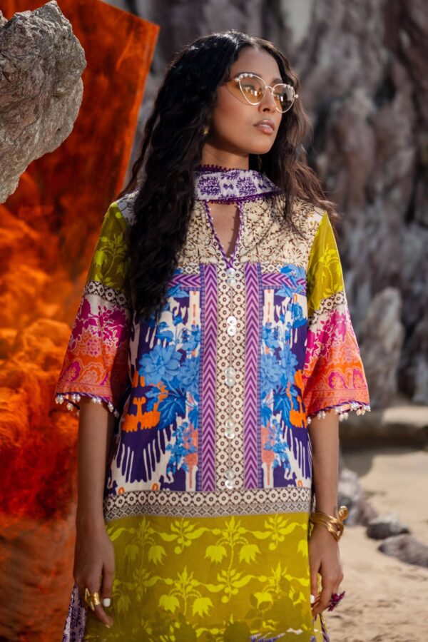 (product) Sana Safinaz Digital Printed Lawn H241-015b-2i 3 Piece Suit Cultural Outfit 2024