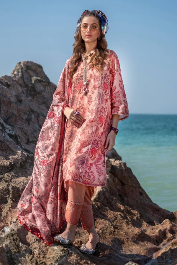 (product) Sana Safinaz Digital Printed Lawn H241-016b-3ck 3 Piece Suit Cultural Outfit 2024