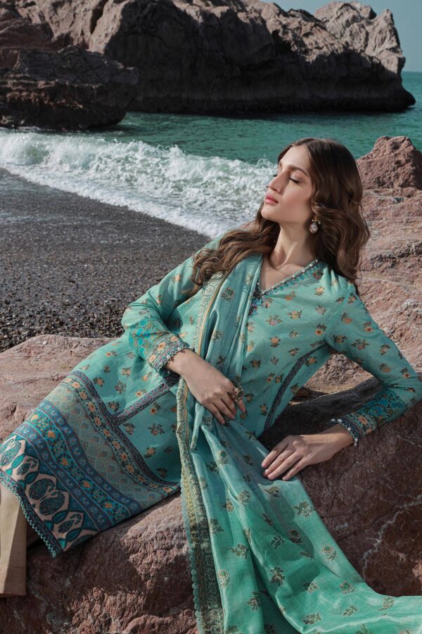 (product) Sana Safinaz Digital Printed Lawn H241-017b-2bk 3 Piece Suit Cultural Outfit 2024