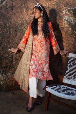 (product) Sana Safinaz Digital Printed Lawn H241-018a-2bg 3 Piece Suit Cultural Outfit 2024