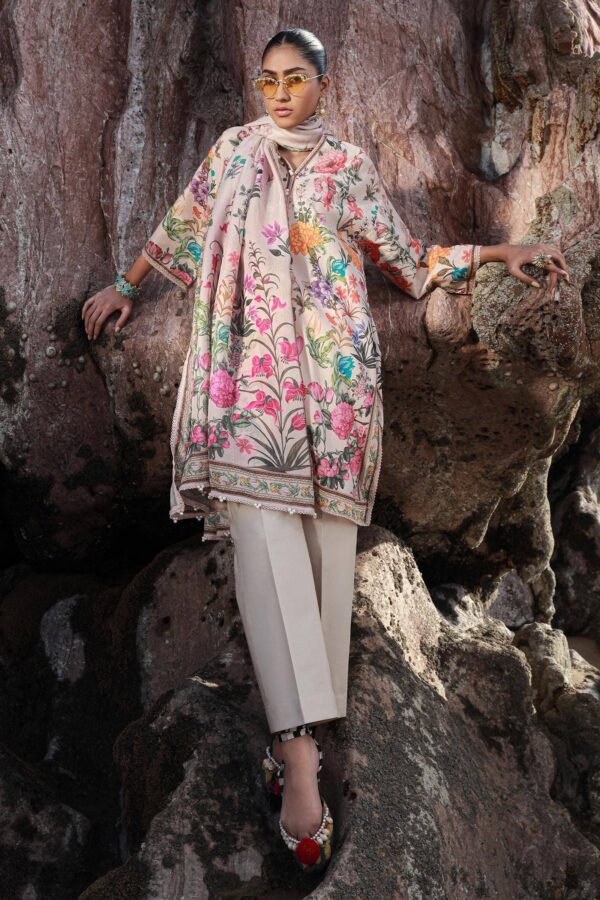(product) Sana Safinaz Digital Printed Lawn H241-019b-3cs 3 Piece Suit Cultural Outfit 2024
