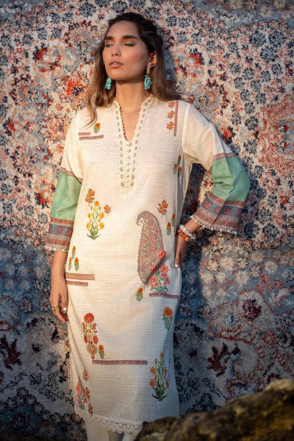 (product) Sana Safinaz Digital Printed Lawn H241-022a-2bs 3 Piece Suit Cultural Outfit 2024