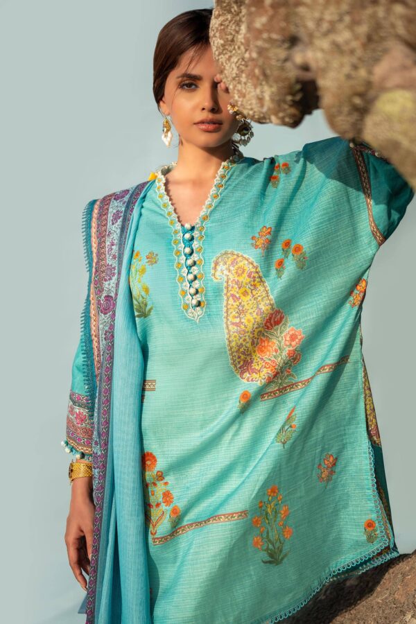 (product) Sana Safinaz Digital Printed Lawn H241-022b-2bs 3 Piece Suit Cultural Outfit 2024
