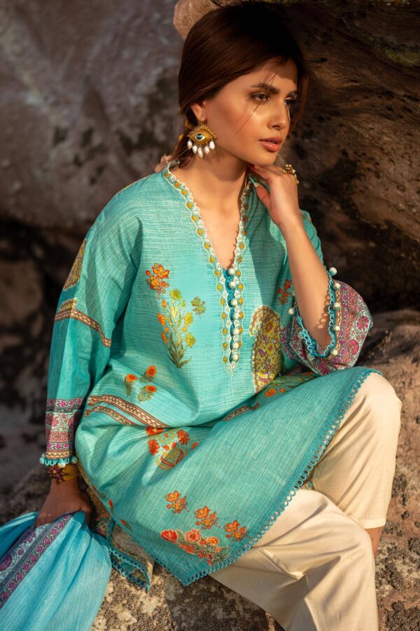 (product) Sana Safinaz Digital Printed Lawn H241-022b-2bs 3 Piece Suit Cultural Outfit 2024