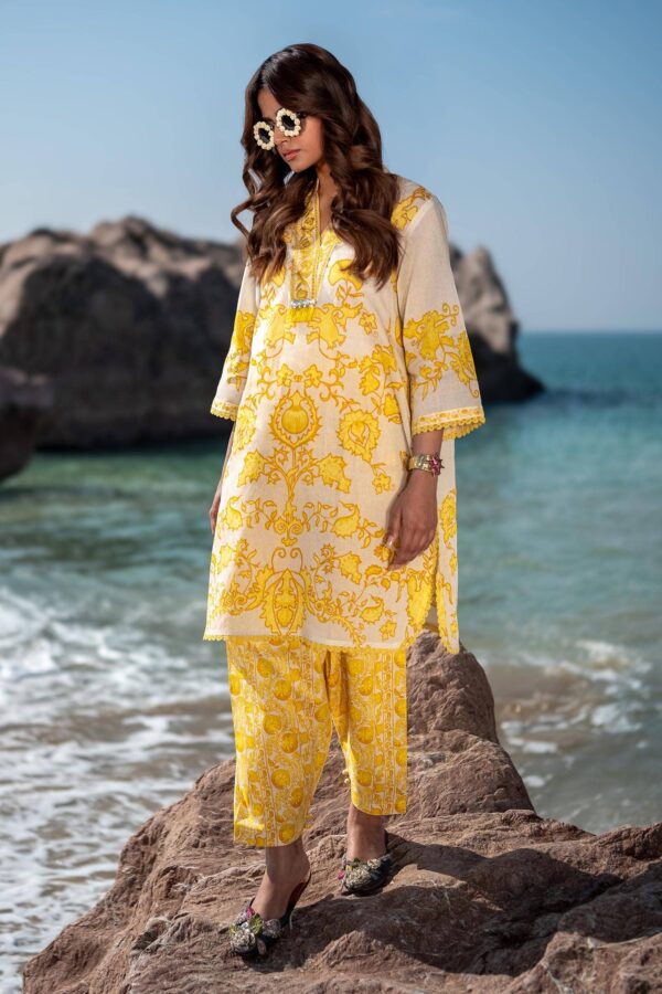 (product) Sana Safinaz Digital Printed Lawn H241-025a-2ac 3 Piece Suit Cultural Outfit 2024