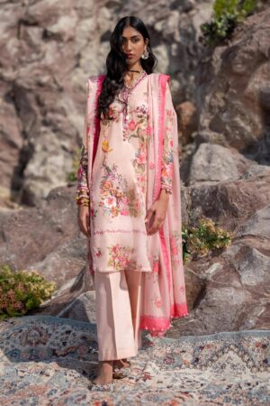 (product) Sana Safinaz Digital Printed Lawn H241-026a-3cs 3 Piece Suit Cultural Outfit 2024
