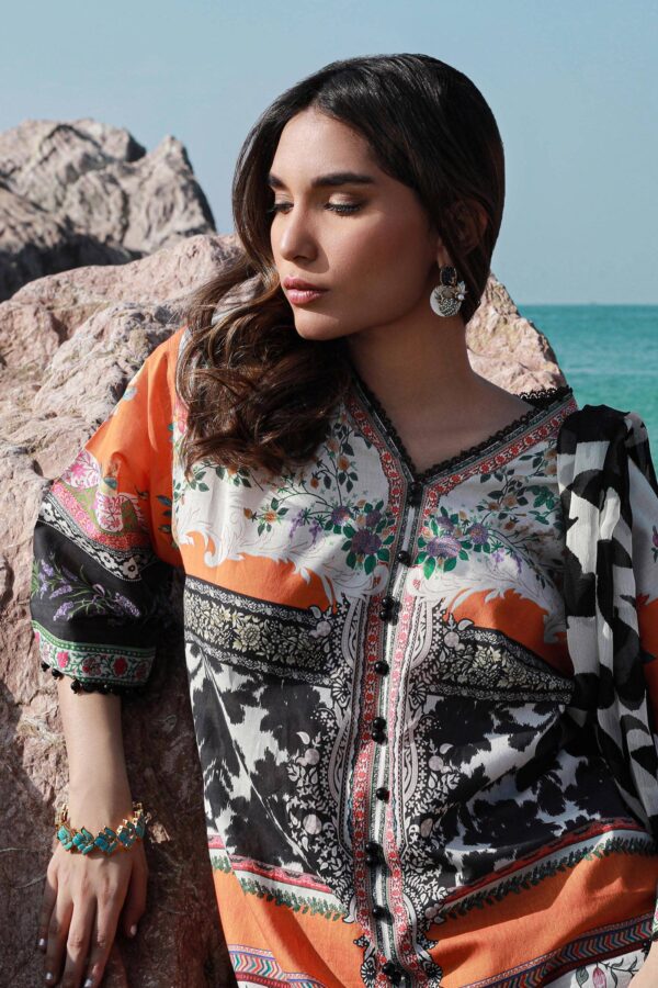 (product) Sana Safinaz Digital Printed Lawn H241-027b-2i 3 Piece Suit Cultural Outfit 2024