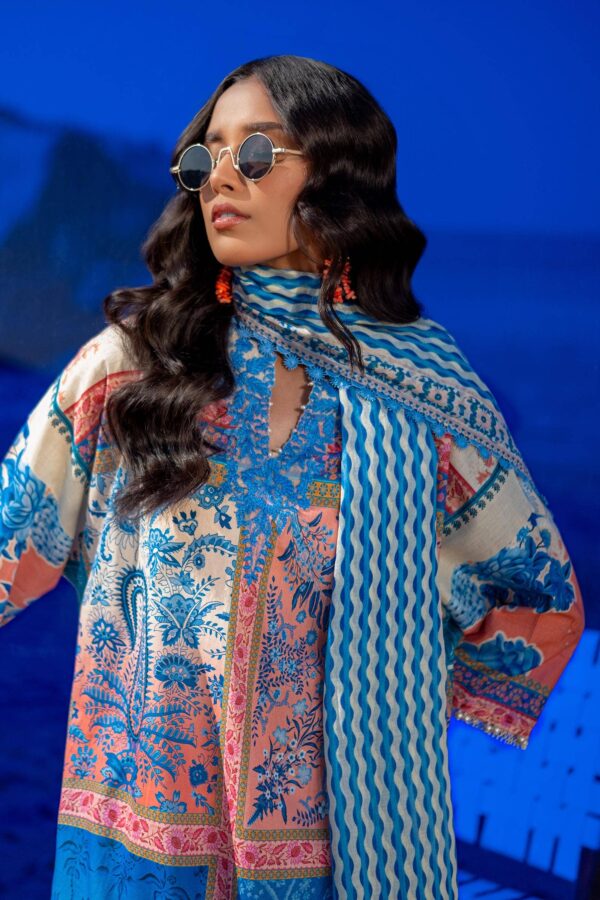 (product) Sana Safinaz Digital Printed Lawn H241-028b-2bg 3 Piece Suit Cultural Outfit 2024