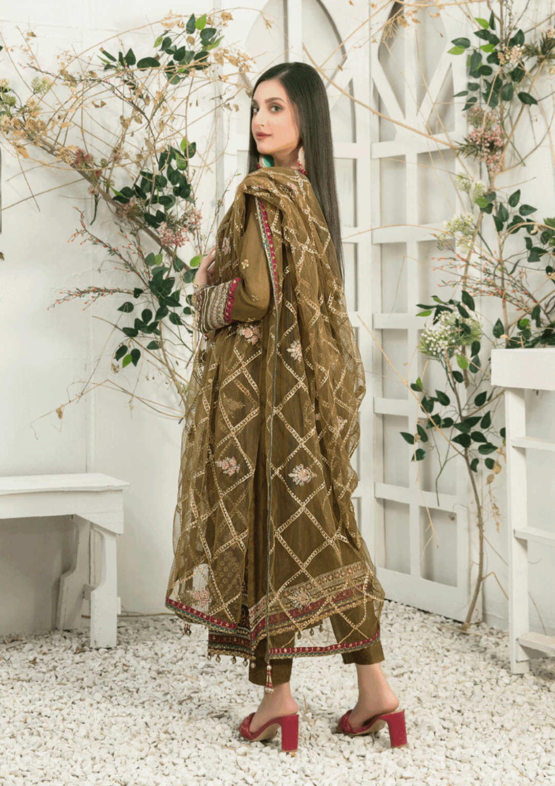 Alif Luxury Chiffon Pink Oasis Formal Collection