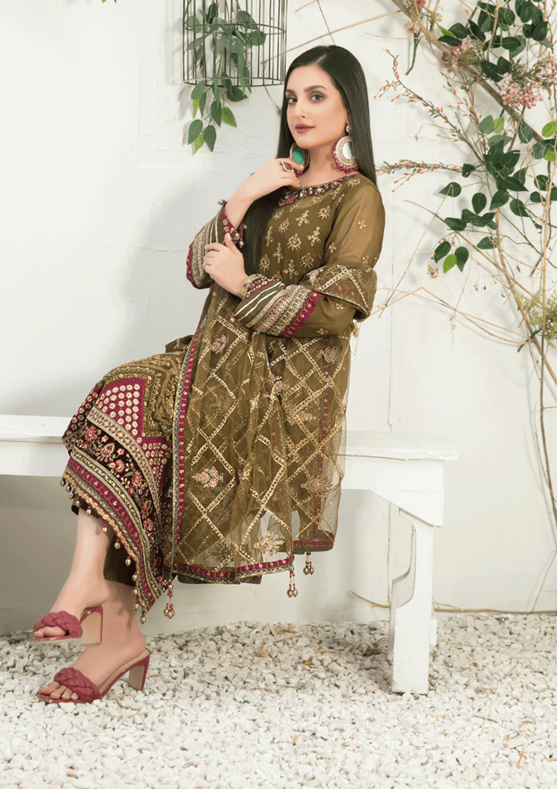 Alif Luxury Chiffon Pink Oasis Formal Collection