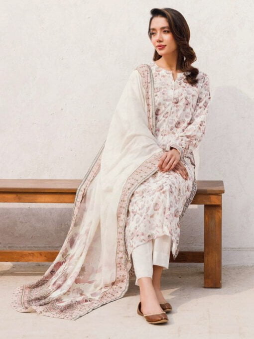 Motifz Digital 4542-Mehjbeen Printed Lawn 3Pc Suit Collection 2024