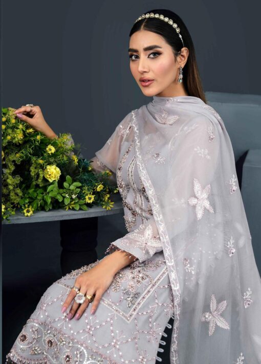 Alizeh Fashion D-01 Asra Embroidered Chiffon 3Pc suit Collection 2024