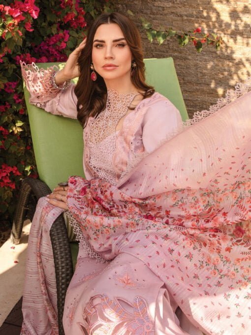 rang rasiya D-05 Zinnia Carnation Embroidered Lawn 3Pc Suit Collection 2024