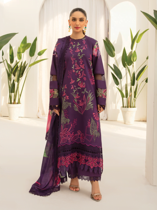 rang rasiya D-05 Carnation Florence Embroidered Lawn 3Pc Suit Collection 2024
