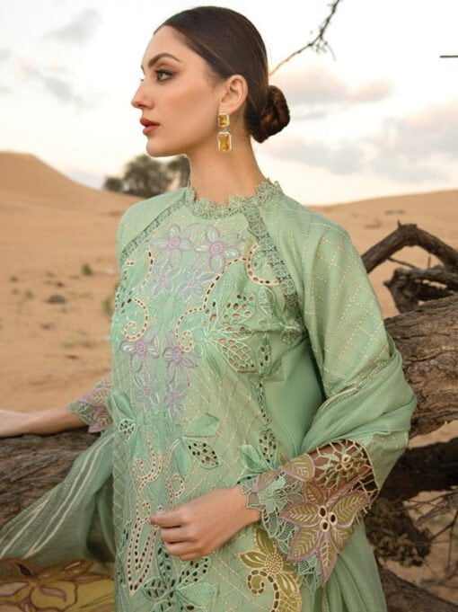rang rasiya D-08 ELNAZ Premium Embroidered Lawn 3Pc Suit Collection 2024