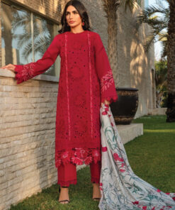 rang rasiya D-12 Scarlet Carnation Embroidered Lawn 3Pc Suit Collection 2024