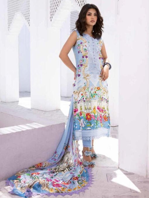 Roheenaz Leya RNZ-04B Lagoon Lace Printed Lawn 3Pc Suit Collection 2024