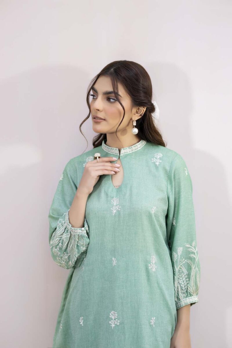La Rosaa Spring Lss-24-06 Green/Off White Spring Summer Embroidered Lawn Stitched Collection 2024