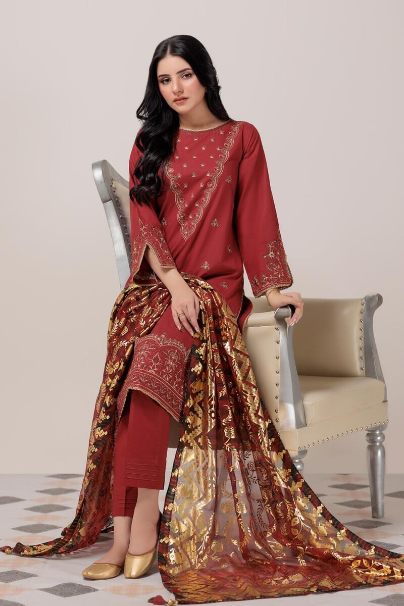 Bonanza Satrangi Red Dyed 3 Piece Pws5233p65 Festive Pret 2024