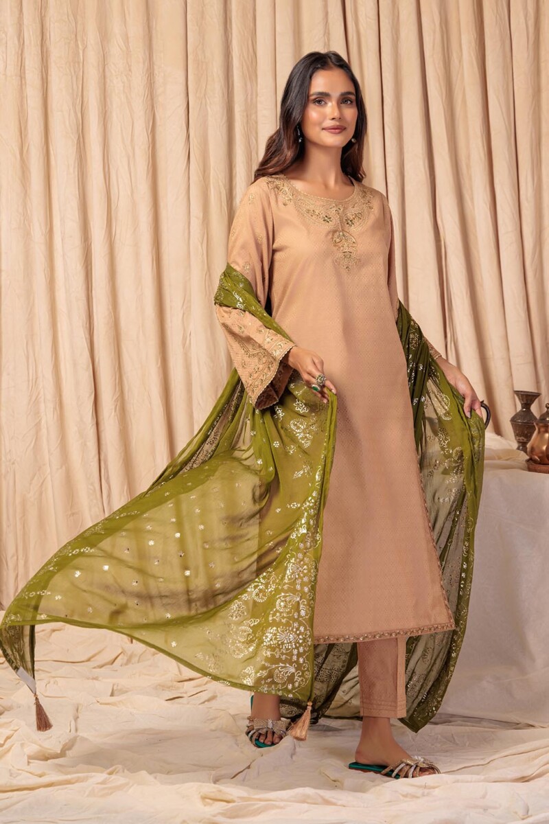 Bonanza Satrangi Beige Jacquard 3 Piece Ss5243p28 Festive Pret 2024