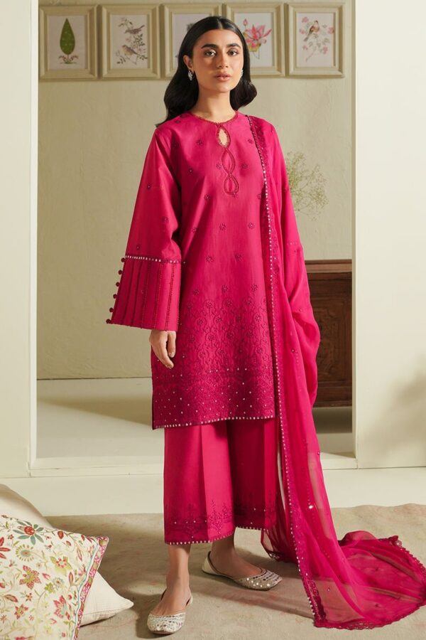 Cross Stitch Fuchsia Blush 3 Piece Embroidered Lawn Suit