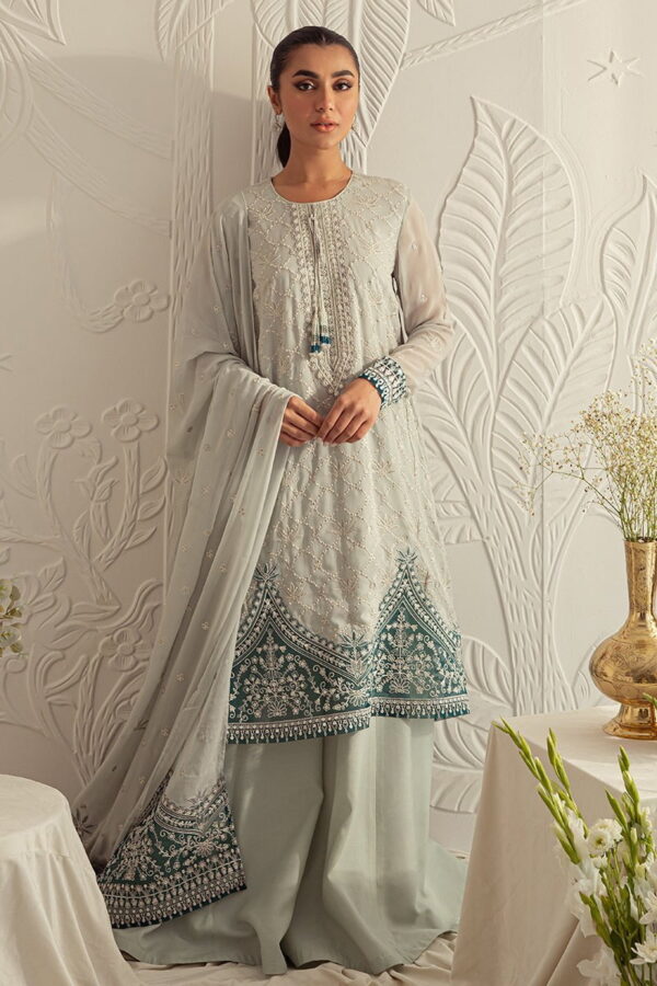 Cross Stitch Freesia Pearl 4Pc Chiffon Embroidered Suit