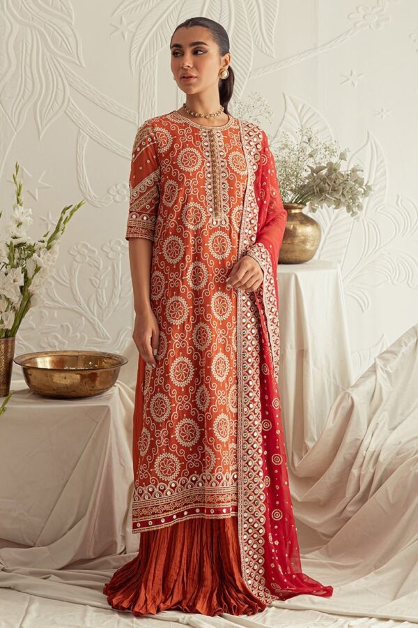 Cross Stitch Crimson Ruby 4Pc Chiffon Embroidered Suit