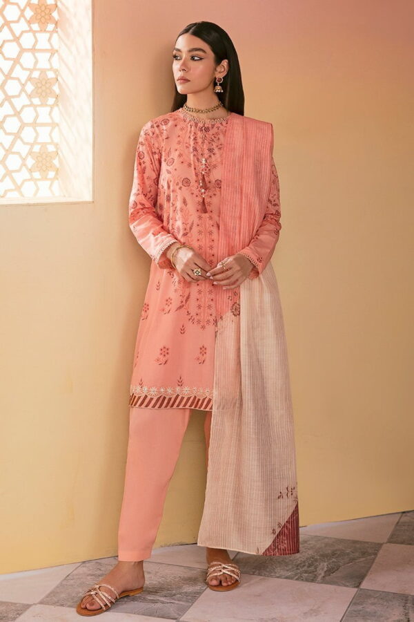 Cross Stitch Blush Peach 3Pc Printed Lawn Suit