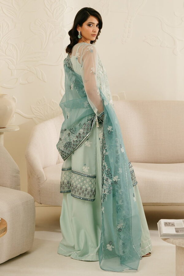 Cross Stitch Aquamarine Azure 4Pc Organza Embroidered Suit