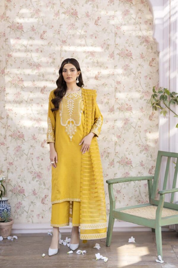 La Rosaa Spring Lss-24-03 Mustard Spring Summer Embroidered Lawn Stitched Collection 2024