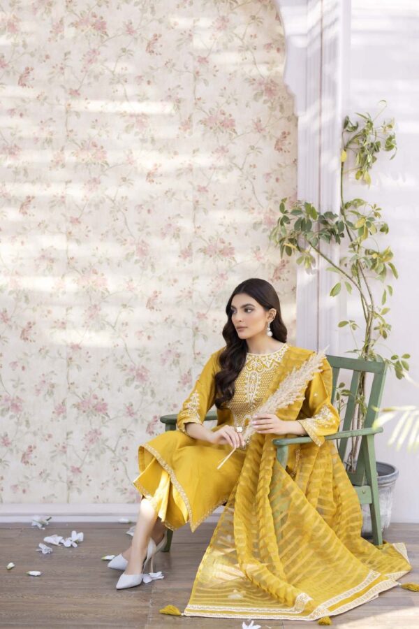 La Rosaa Spring Lss-24-03 Mustard Spring Summer Embroidered Lawn Stitched Collection 2024