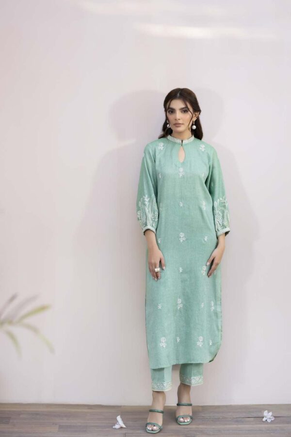 La Rosaa Spring Lss-24-06 Green Off White Spring Summer Embroidered Lawn Stitched Collection 2024