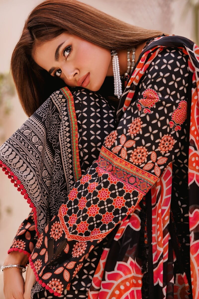 Charizma 3 Pc Unstitched Printed Lawn Cp4 58 Black Collection 2024