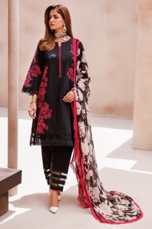 Charizma 3 Pc Unstitched Printed Lawn Cp4 59 Black Collection 2024