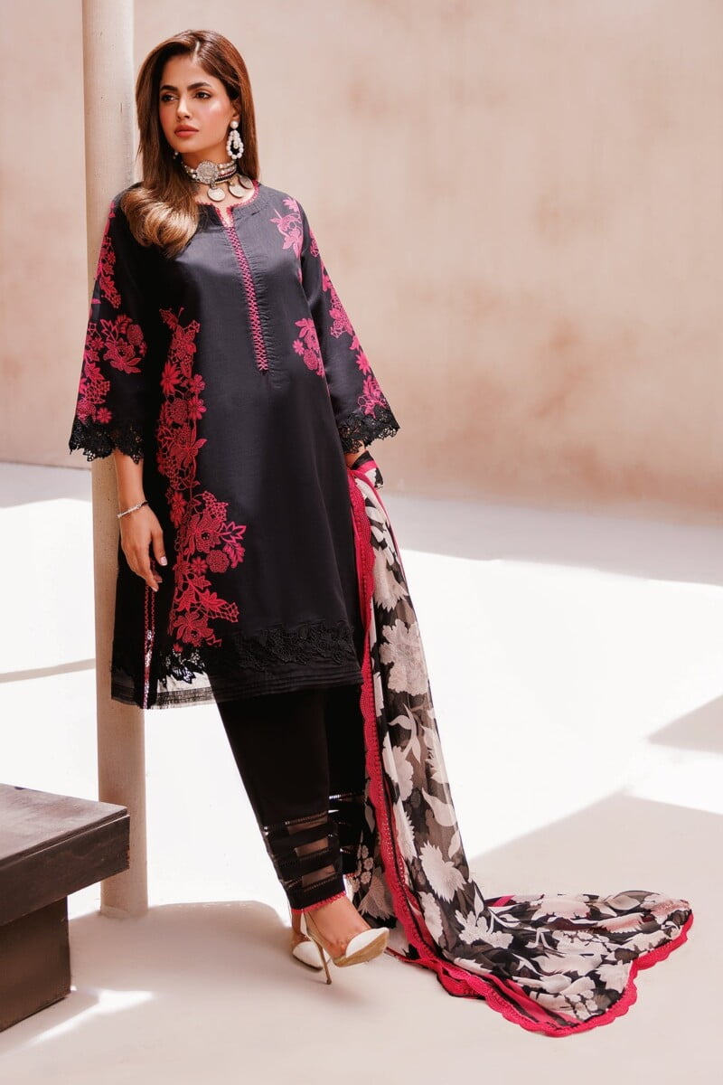 Charizma 3 Pc Unstitched Printed Lawn Cp4 59 Black Collection 2024