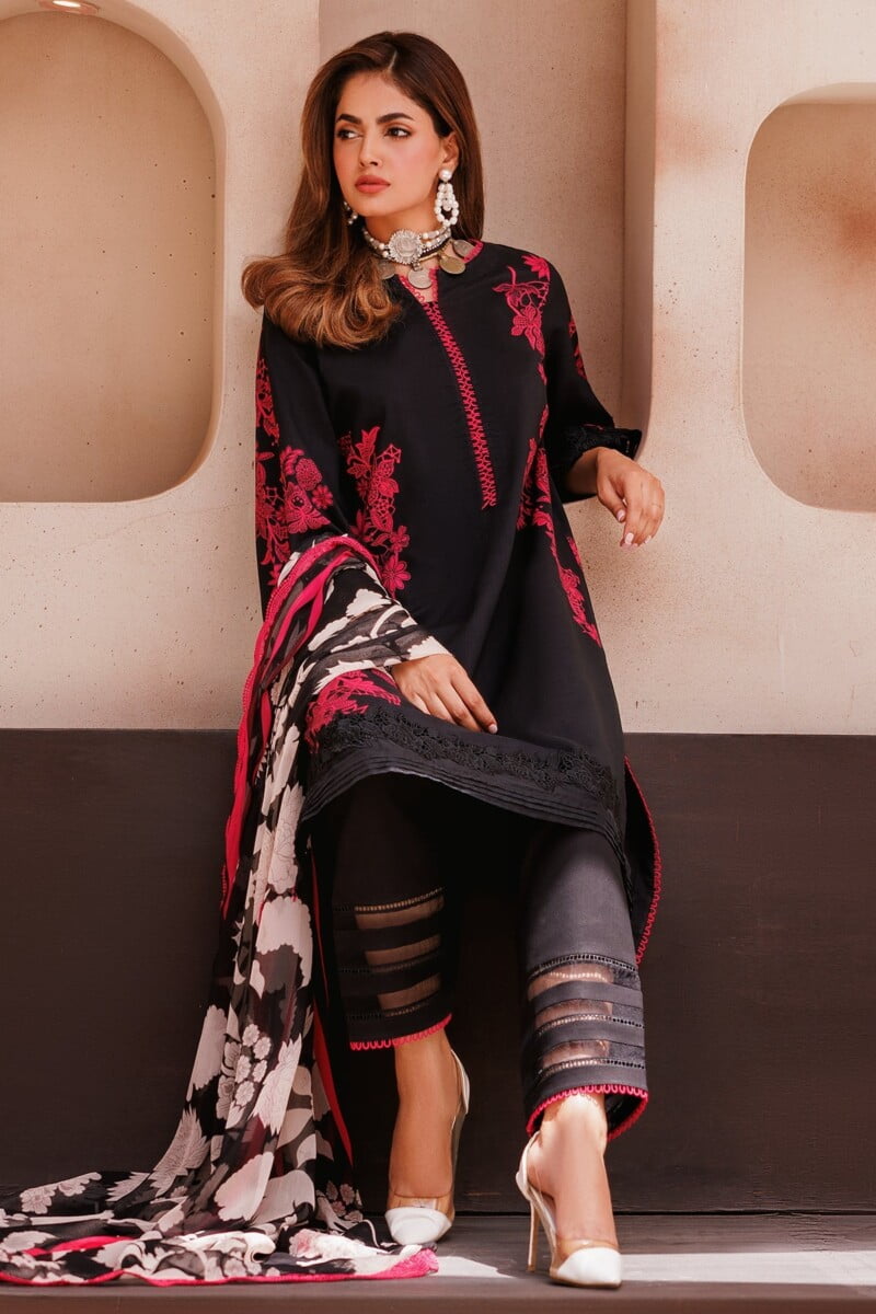 Charizma 3 Pc Unstitched Printed Lawn Cp4 59 Black Collection 2024