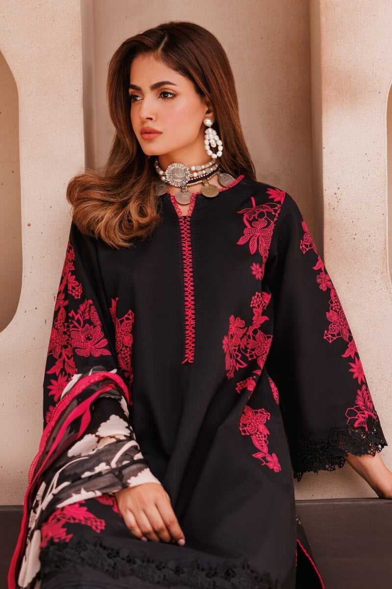 Charizma 3 Pc Unstitched Printed Lawn Cp4 59 Black Collection 2024