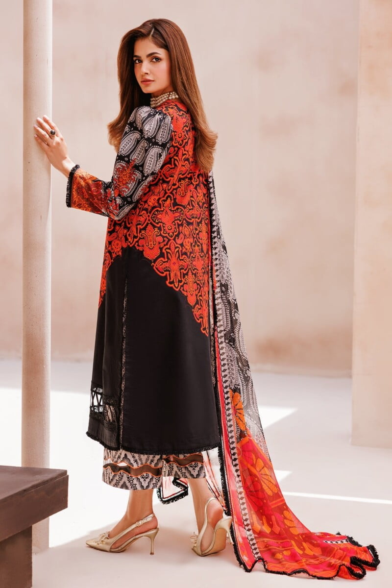 Charizma 3 Pc Unstitched Printed Lawn Cp4 60 Black Collection 2024