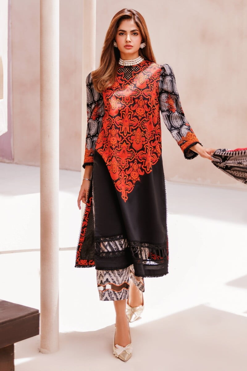 Charizma 3 Pc Unstitched Printed Lawn Cp4 60 Black Collection 2024