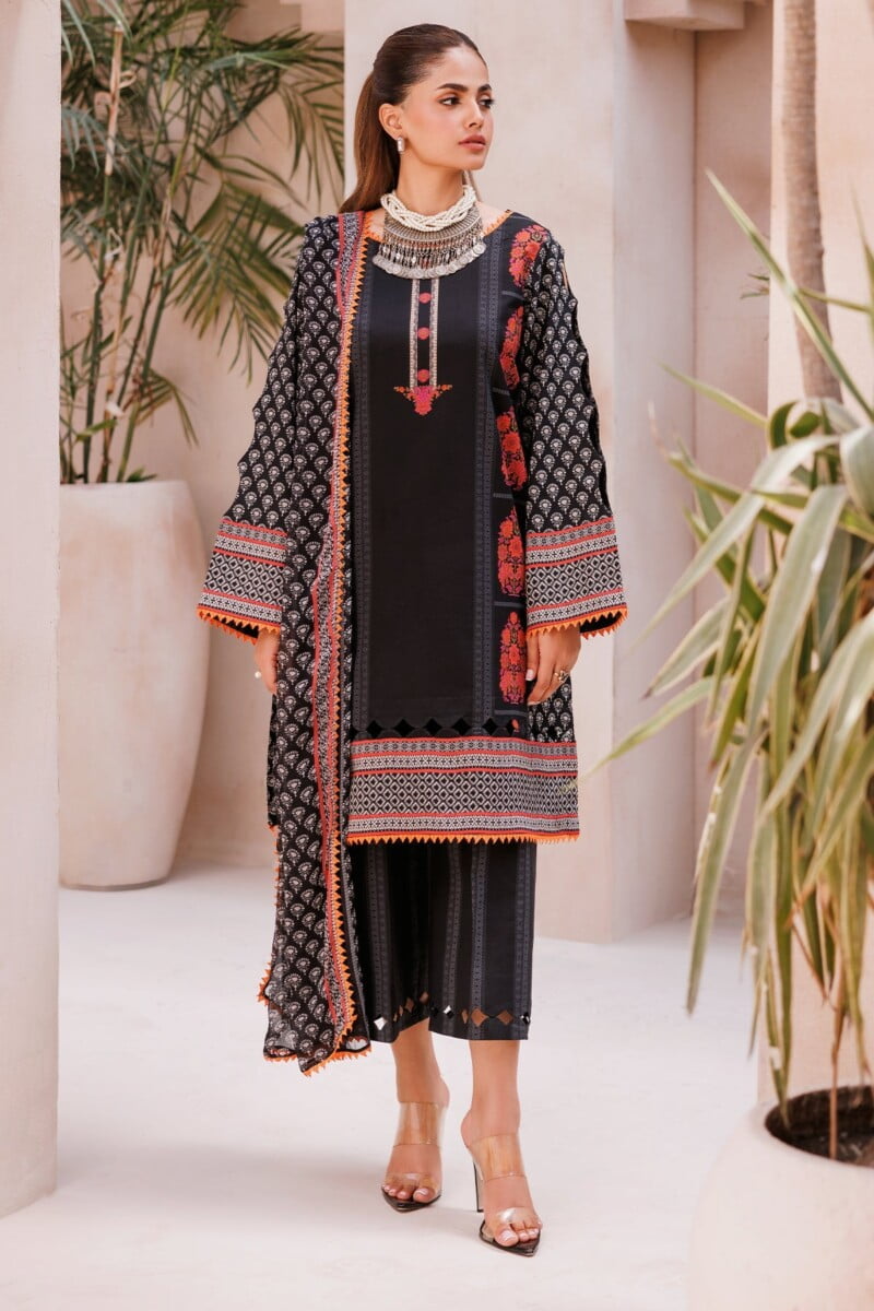 Charizma 3 Pc Unstitched Printed Lawn Cp4 61 Black Collection 2024