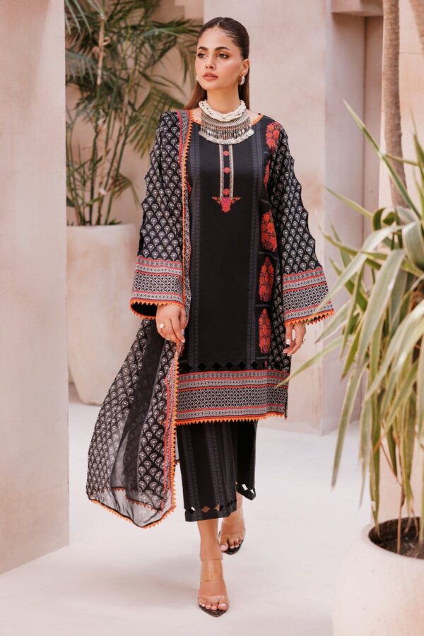 Charizma 3 Pc Unstitched Printed Lawn Cp4 61 Black Collection 2024