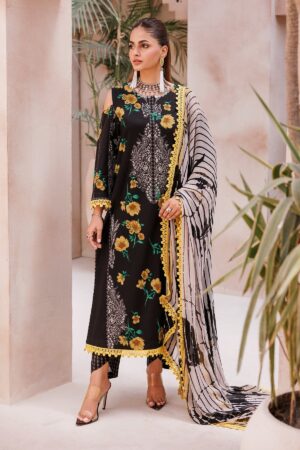 Charizma 3 Pc Unstitched Printed Lawn Cp4 62 Black Collection 2024