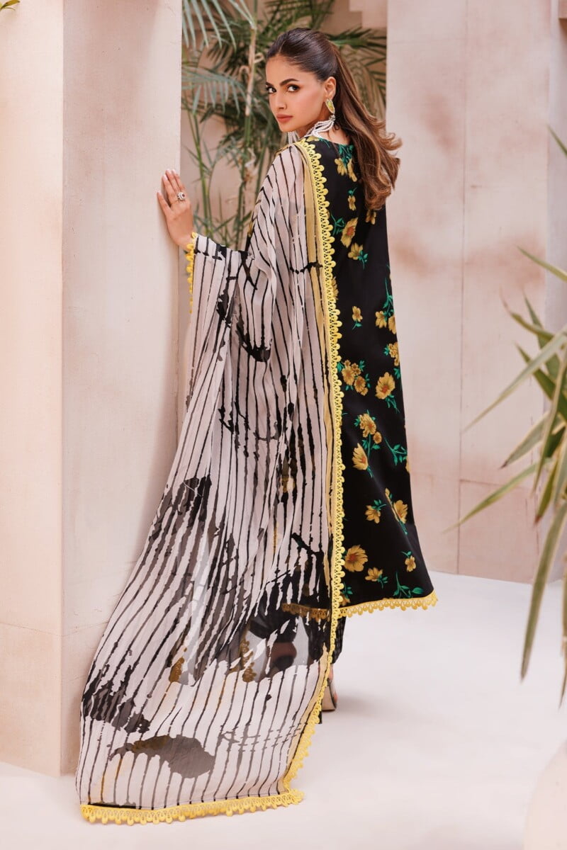 Charizma 3 Pc Unstitched Printed Lawn Cp4 62 Black Collection 2024