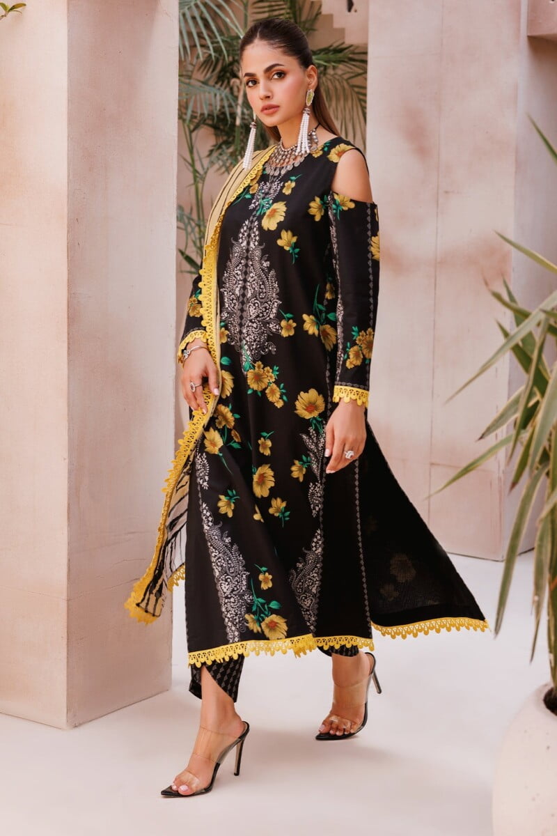 Charizma 3 Pc Unstitched Printed Lawn Cp4 62 Black Collection 2024