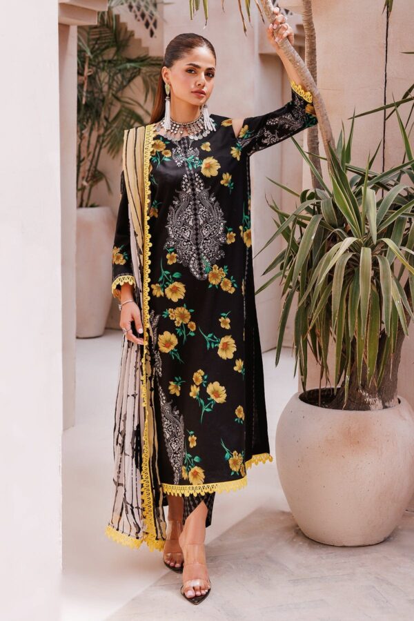 Charizma 3 Pc Unstitched Printed Lawn Cp4 62 Black Collection 2024