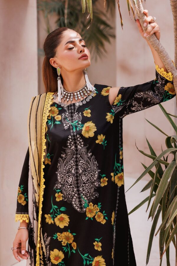 Charizma 3 Pc Unstitched Printed Lawn Cp4 62 Black Collection 2024