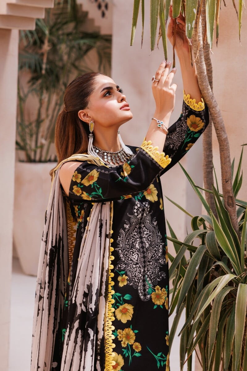 Charizma 3 Pc Unstitched Printed Lawn Cp4 62 Black Collection 2024