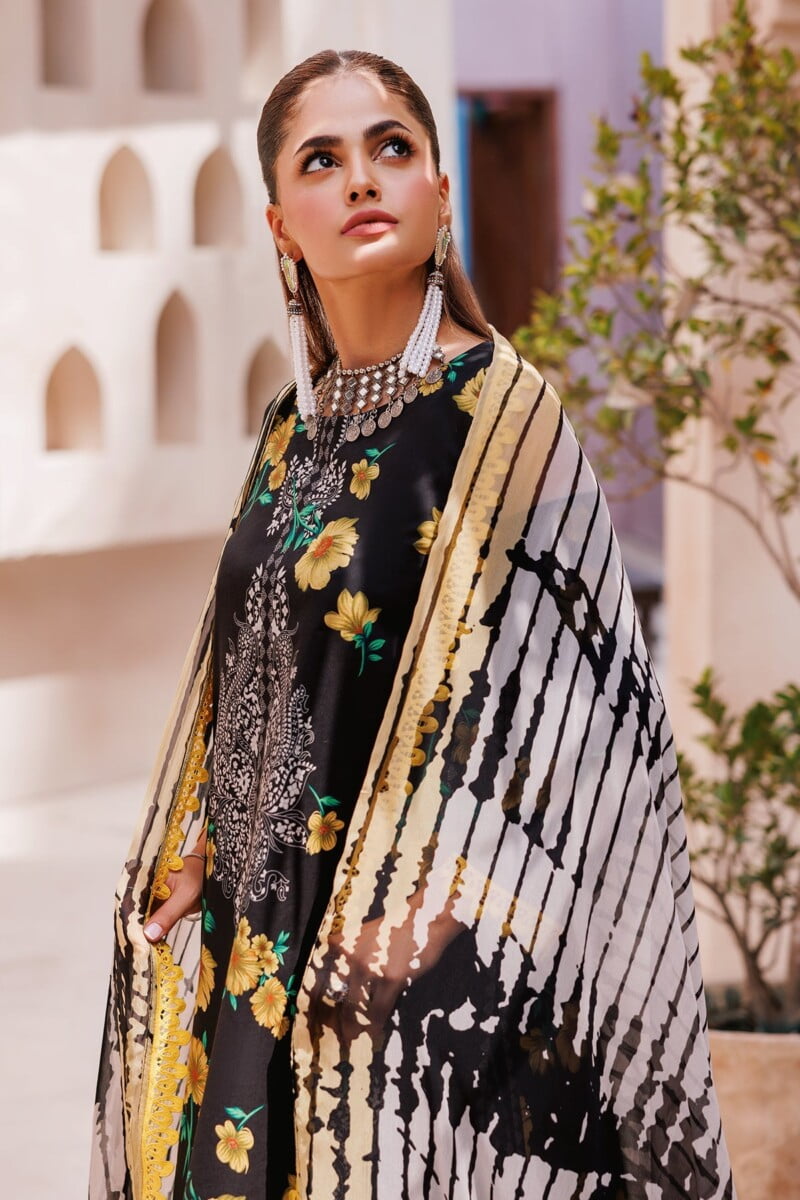 Charizma 3 Pc Unstitched Printed Lawn Cp4 62 Black Collection 2024